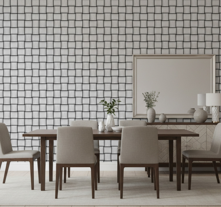 Papel pintado mármol motivo cuadrados grises - TenVinilo