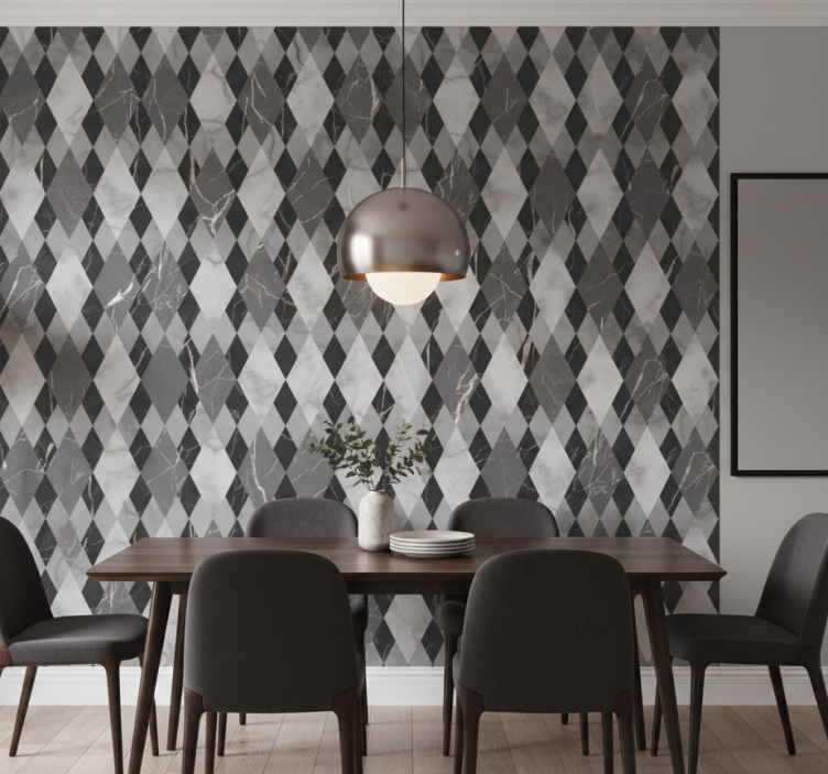 Papel pintado mármol patrón diamante oscuro - TenVinilo