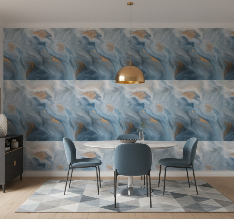 Papel pintado mármol tonos ámbar y azul - TenVinilo