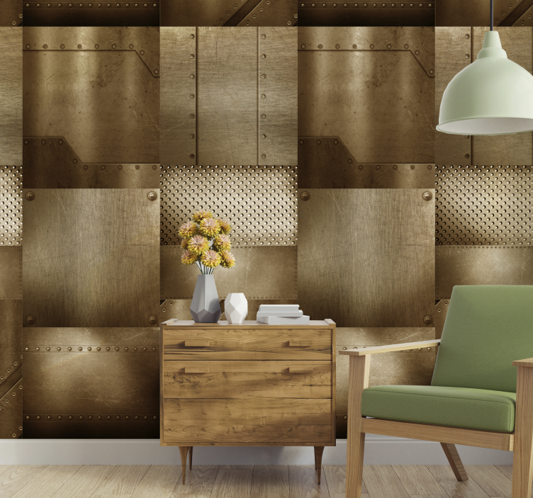 Papel pintado metal láminas remachadas - TenVinilo