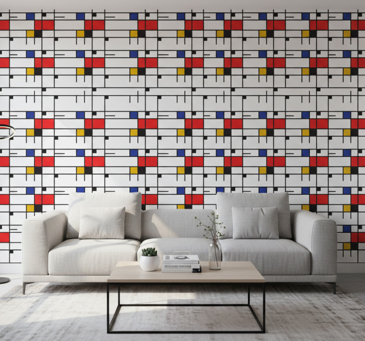 Papel pintado moderno arte geométrico de mondrian - TenVinilo