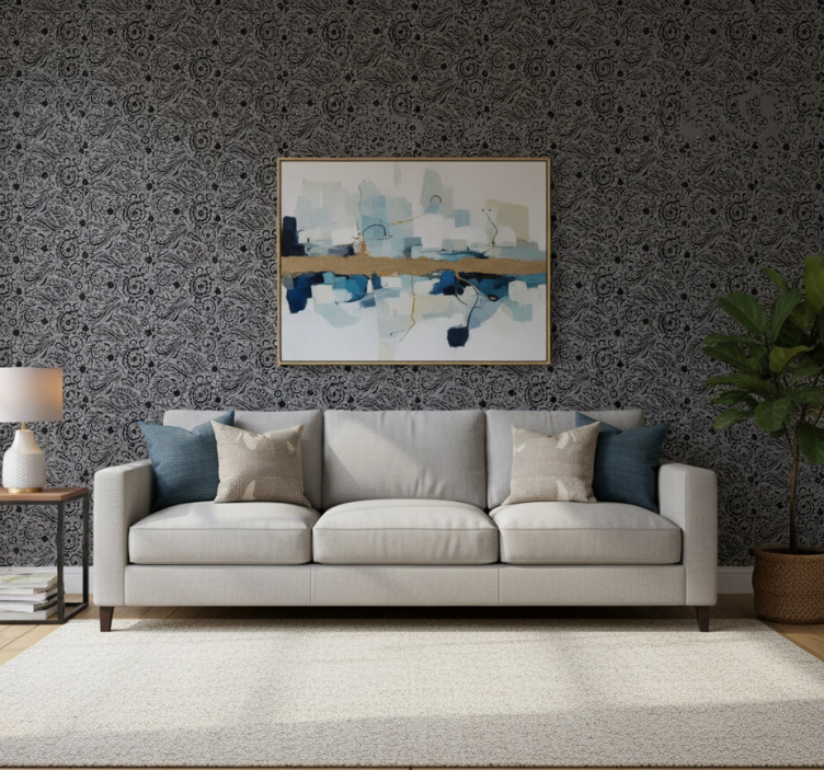 Papel pintado moderno con patrones de espirales ornamentales - TenVinilo