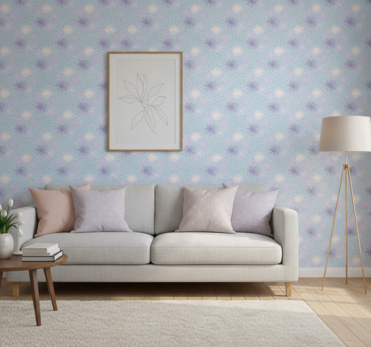 Papel pintado moderno diente de león con gotas de agua - TenVinilo