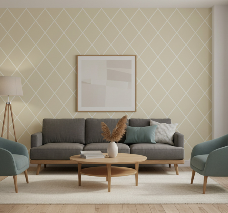 Papel pintado moderno elegancia en patrón diamante - TenVinilo
