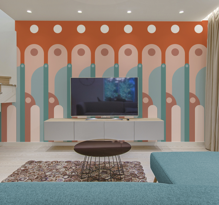 Papel pintado salón formas geométricas curvas - TenVinilo