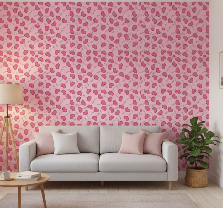 Papel pintado moderno lollipops en forma de corazón - TenVinilo