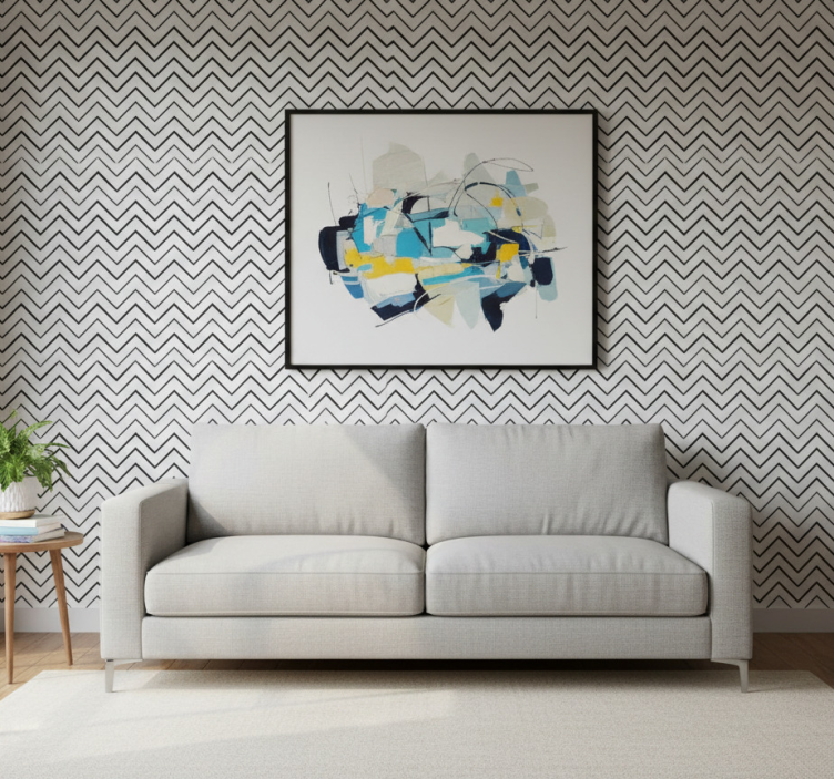 Papel pintado moderno patrón zigzag geométrico - TenVinilo