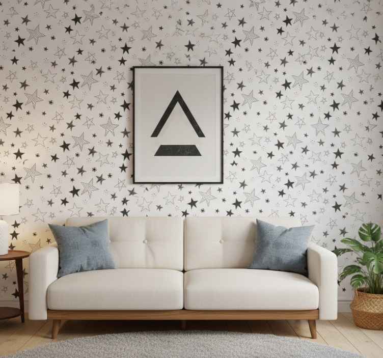 Papel pintado moderno puntos y estrellas - TenVinilo