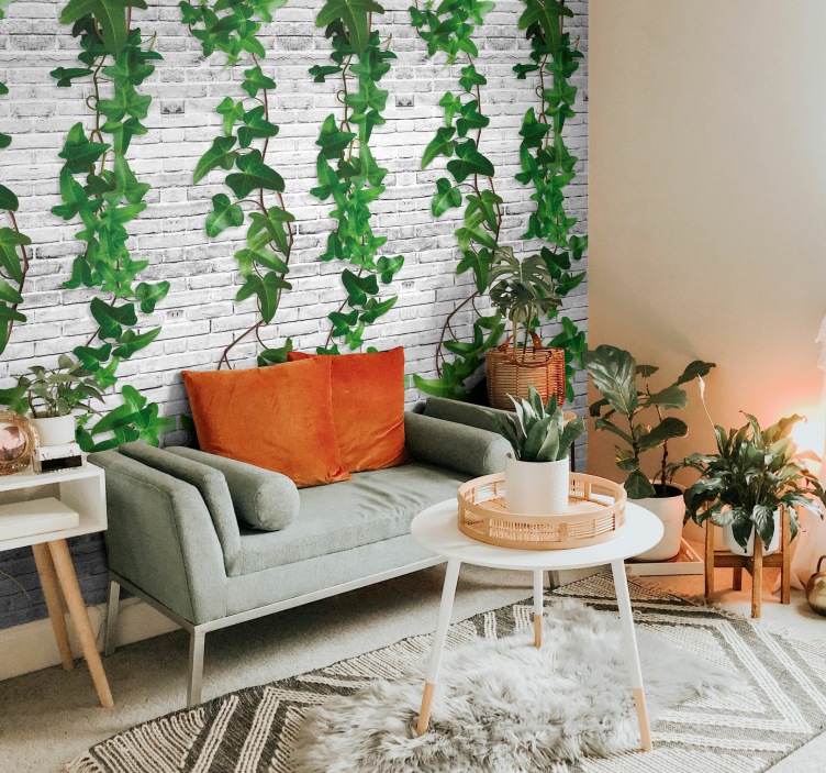 Papel pintado muro de hiedra - TenVinilo