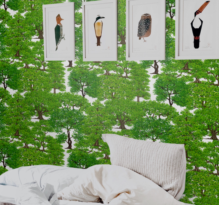 Papel pintado árboles patrón de bosque realista - TenVinilo