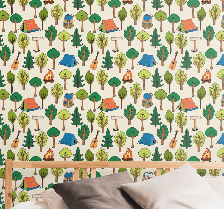 Papel pintado naturaleza aventuras de campamento - TenVinilo