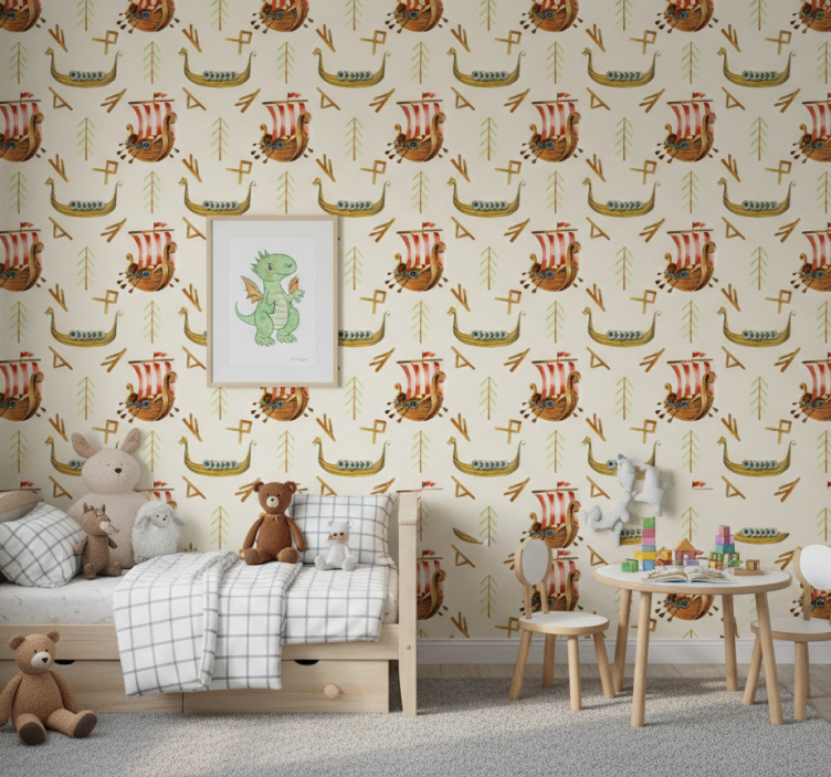 Papel pintado naturaleza barcos vikingos - TenVinilo