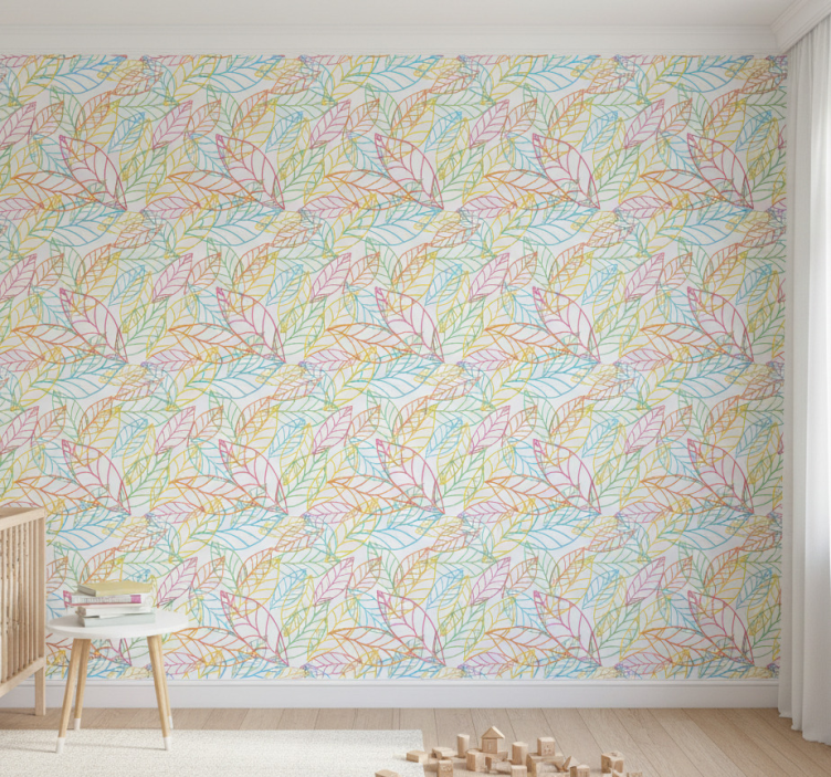 Papel pintado naturaleza componentes de hojas vibrantes - TenVinilo