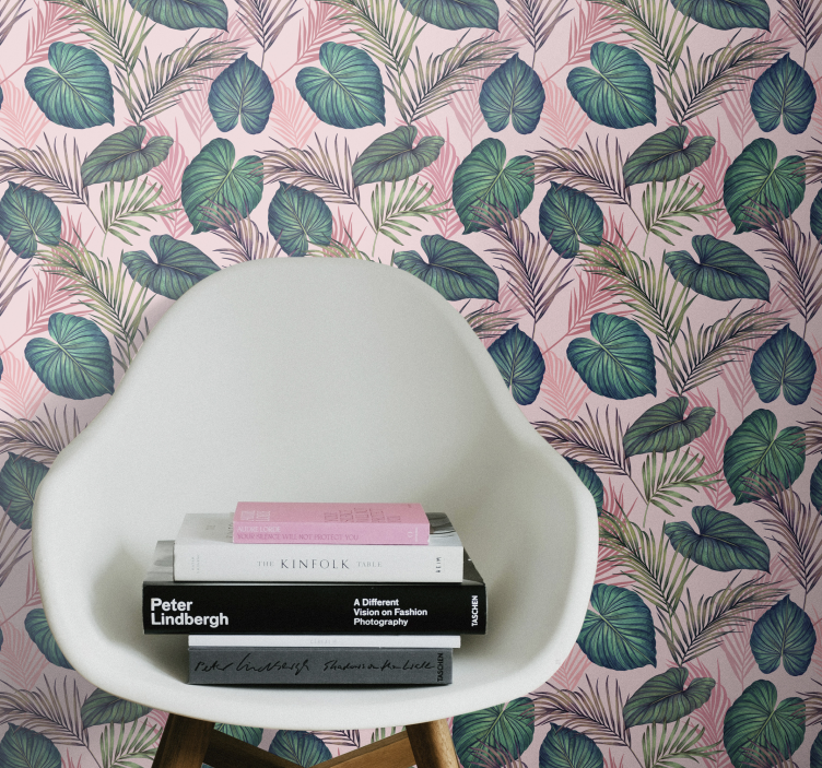 Papel pintado naturaleza descubrimiento de hojas tropicales - TenVinilo