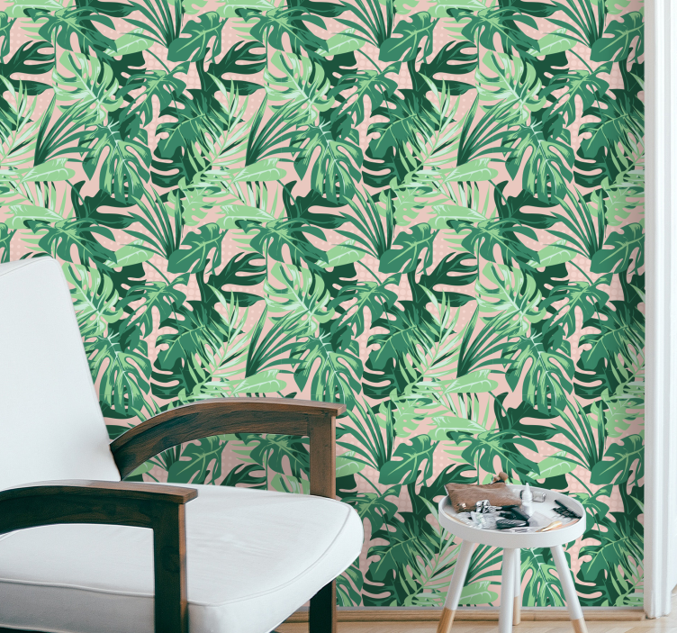 Papel pintado selva diseño de plantas tropicales - TenVinilo