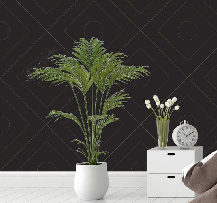 Papel pintado moderno elegante geometría dorada - TenVinilo