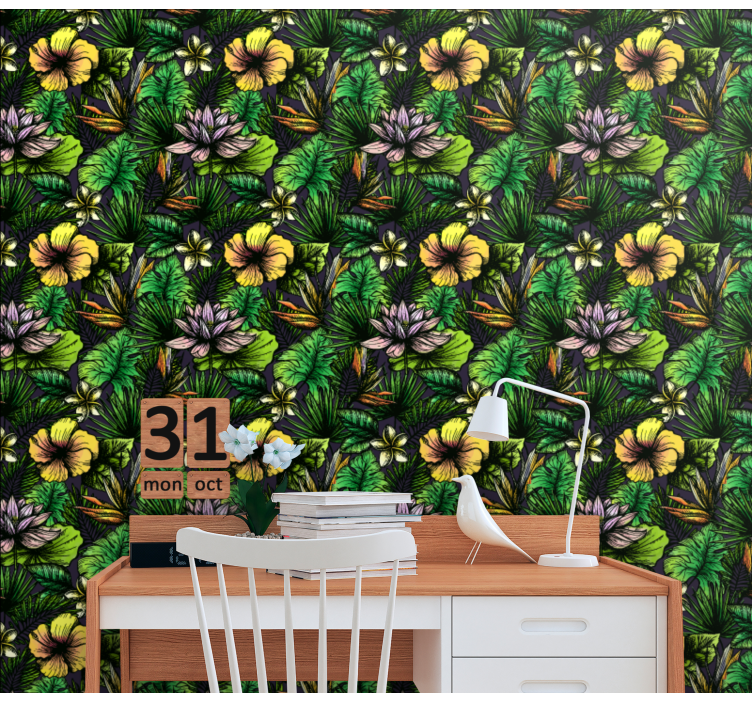 Papel pintado naturaleza floración tropical - TenVinilo