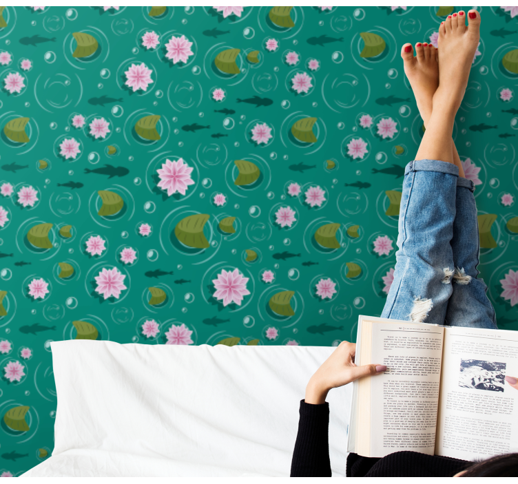 Papel pintado naturaleza flores acuáticas - TenVinilo