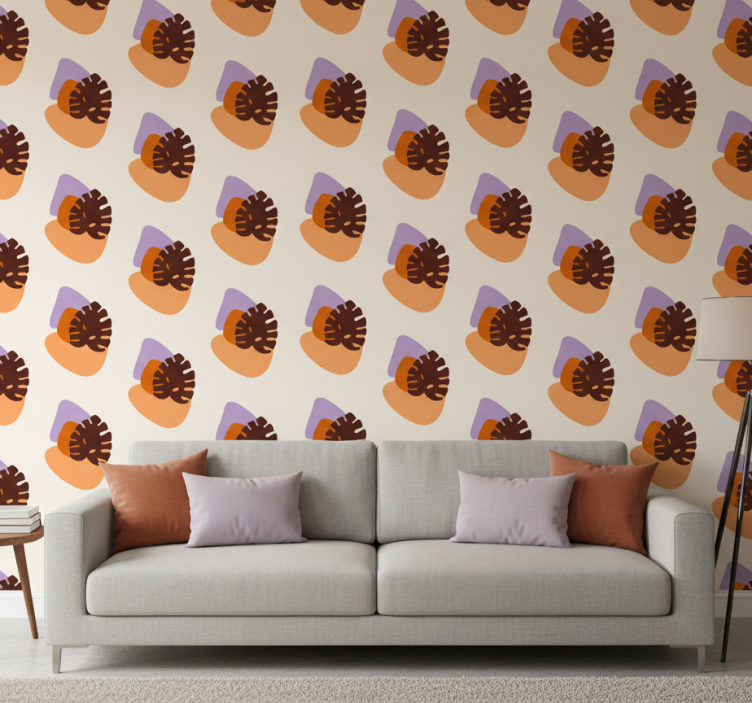 Papel pintado naturaleza formas de hojas coloridas - TenVinilo