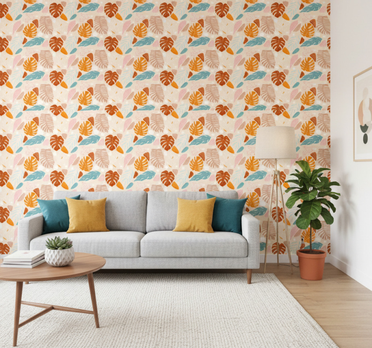 Papel pintado naturaleza hoja colorida - TenVinilo