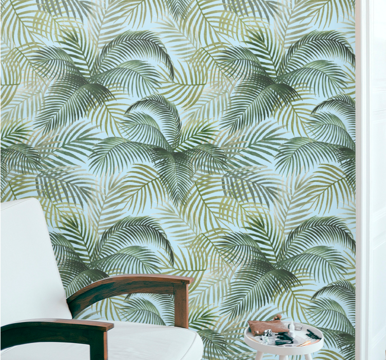 Papel pintado naturaleza hojas de palmera tropical - TenVinilo