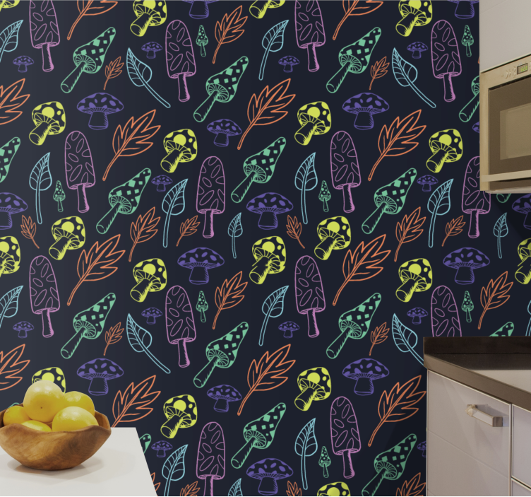 Papel pintado naturaleza patrón de bosque funky - TenVinilo