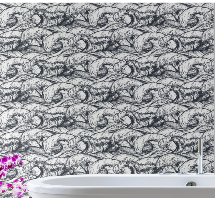 Papel pintado naturaleza patrón de olas del océano - TenVinilo