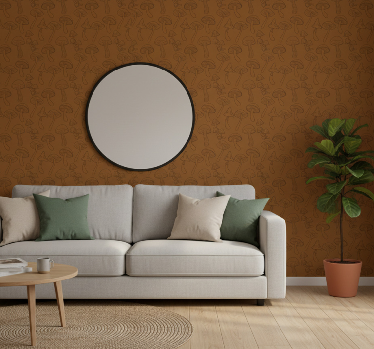 Papel pintado naturaleza patrón de setas - TenVinilo