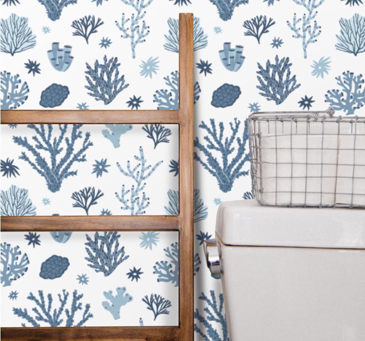 Papel pintado naturaleza patrones de flora oceánica - TenVinilo