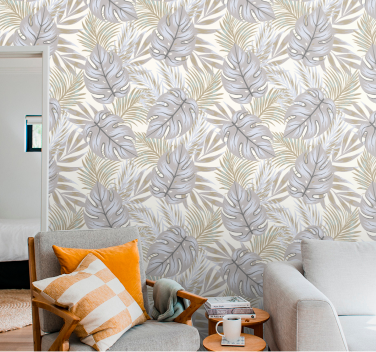 Papel pintado hojas elegante motivo de monstera - TenVinilo