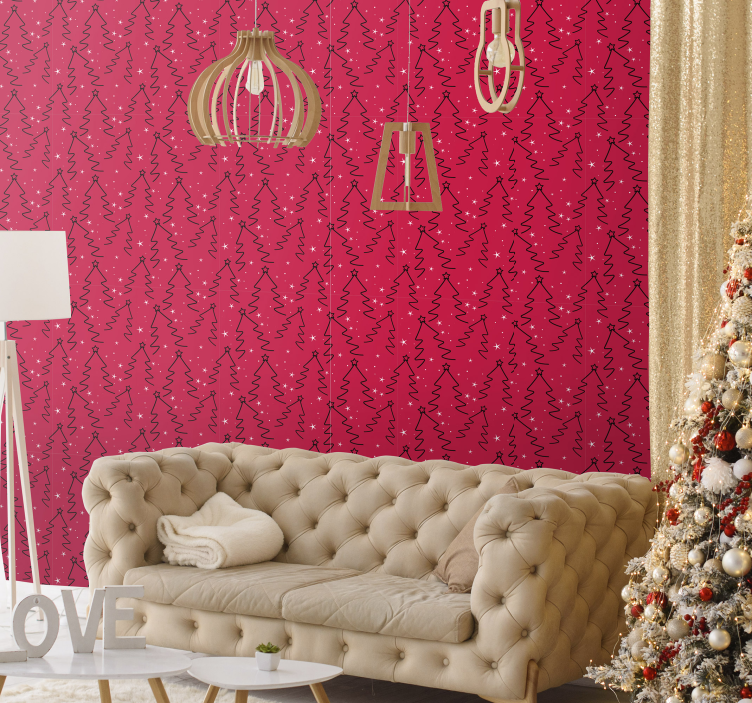 Papel pintado navidad árboles navideños decorativos - TenVinilo