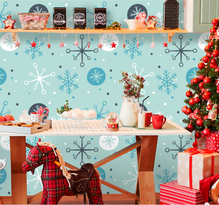 Papel pintado navidad patrón de copo de nieve festivo - TenVinilo