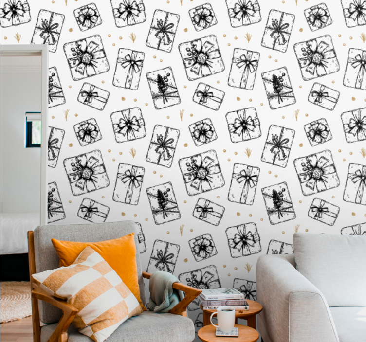 Papel pintado navidad patrones de moños de regalo - TenVinilo