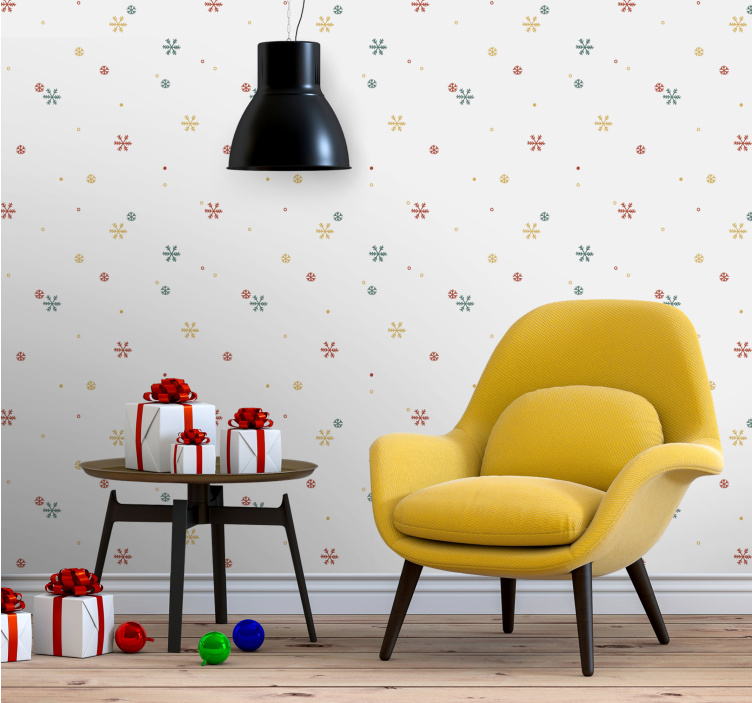 Papel pintado navidad patrones festivos de copos de nieve - TenVinilo