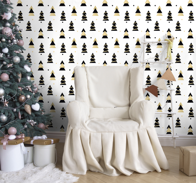 Papel pintado navidad pinos estilizados - TenVinilo