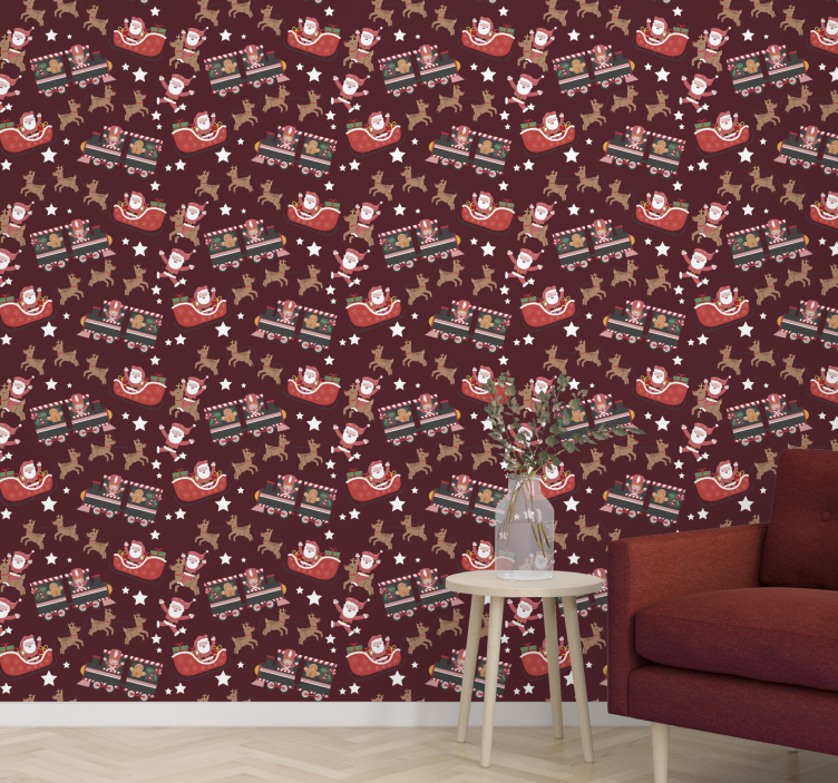 Papel pintado navidad trineo festivo de santa - TenVinilo