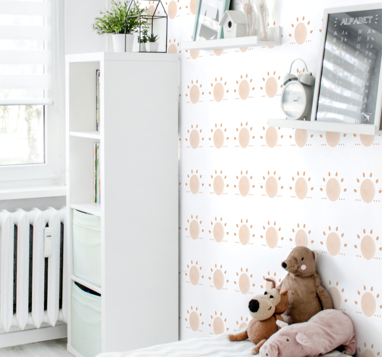 Papel pintado infantil nórdico sol minimalista abstracto - TenVinilo