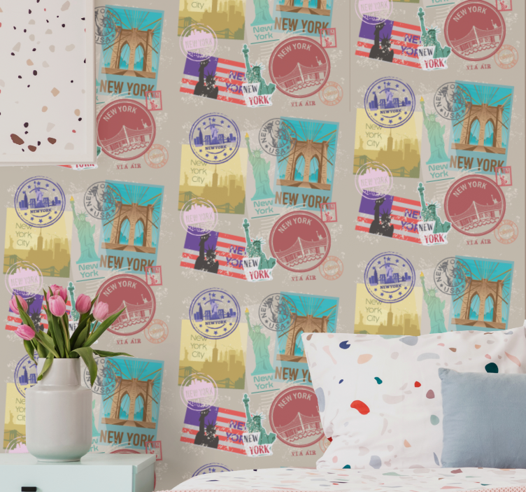 Papel pintado nueva york sellos de nueva york - TenVinilo