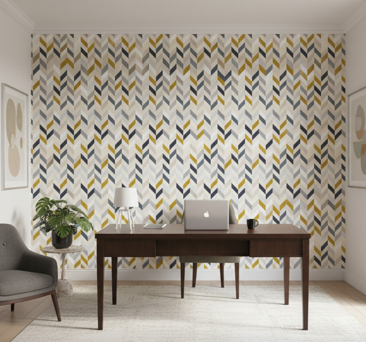 Papel pintado oficina con características geométricas de color - TenVinilo