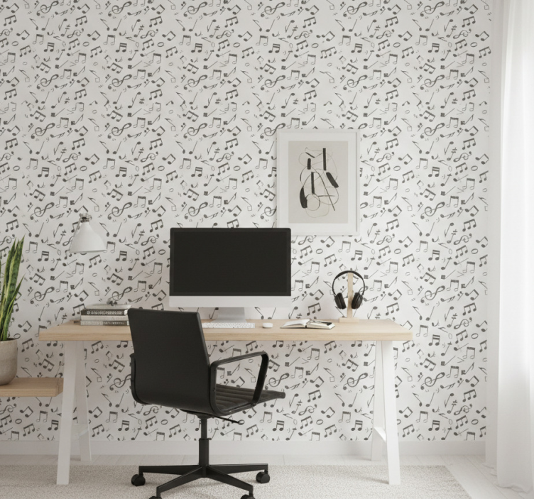 Papel pintado oficina notas musicales - TenVinilo