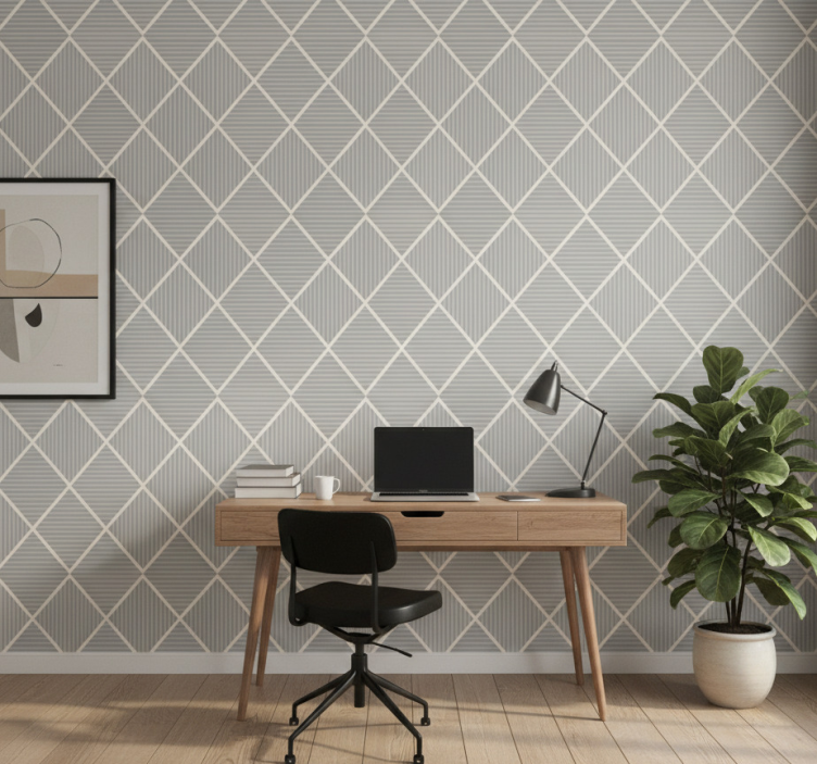 Papel pintado oficina rombos grises irregulares - TenVinilo