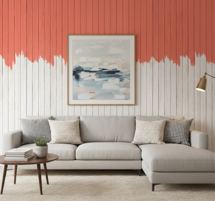 Papel pintado ornamental color coral vivo - TenVinilo