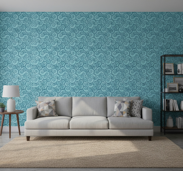 Papel pintado ornamental con diseño de espirales - TenVinilo