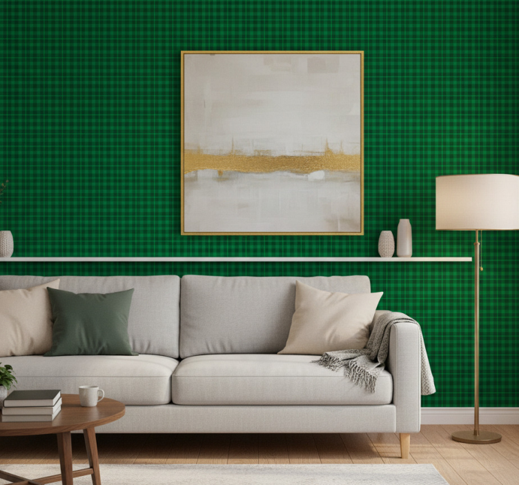 Papel pintado ornamental cuadro verde - TenVinilo