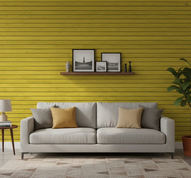 Papel pintado ornamental iluminado en madera - TenVinilo