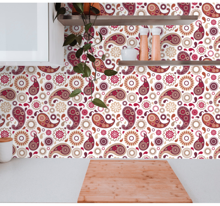 Papel pintado ornamental motivo paisley - TenVinilo
