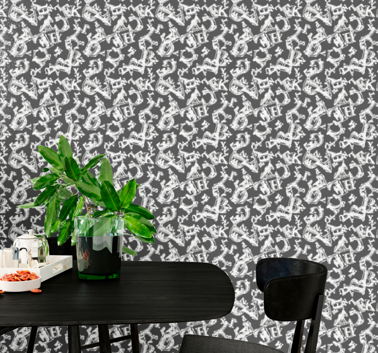 Papel pintado ornamental repeticiones de ancla adornada - TenVinilo