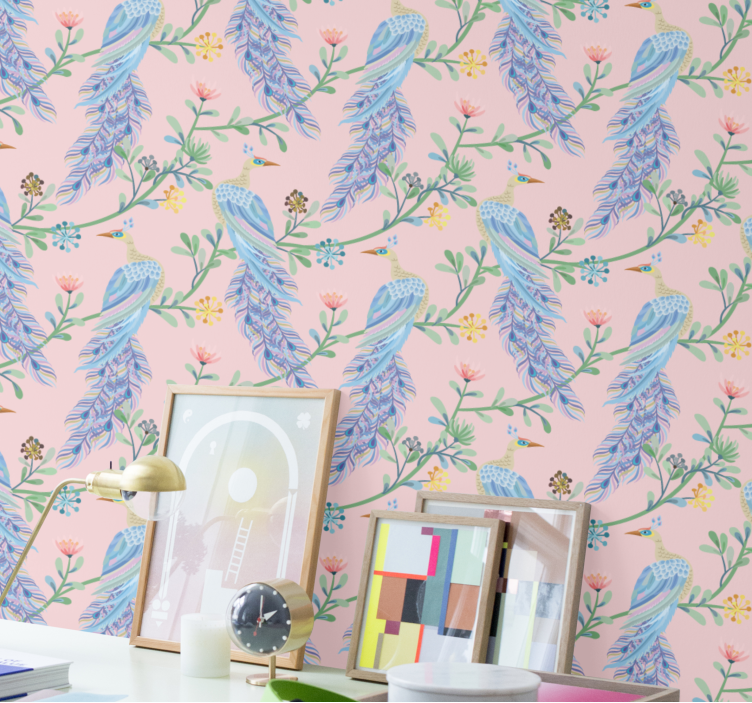 Papel pintado pájaros elegantes criaturas emplumadas - TenVinilo