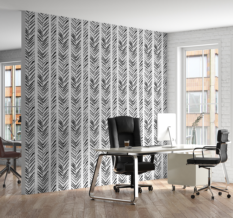 Papel pintado oficinas diseño geométrico blanco y negro - TenVinilo