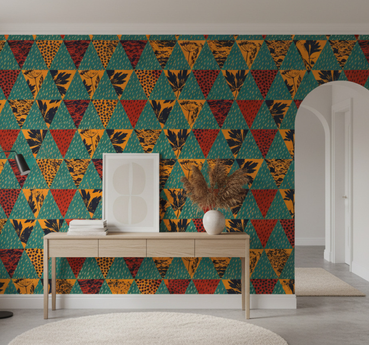 Papel pintado pasillos arte geométrico lluvia - TenVinilo